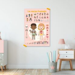Kreatív, fejlesztő óriásplakát, 49 matricával - Az emberi test | Poppik miniart