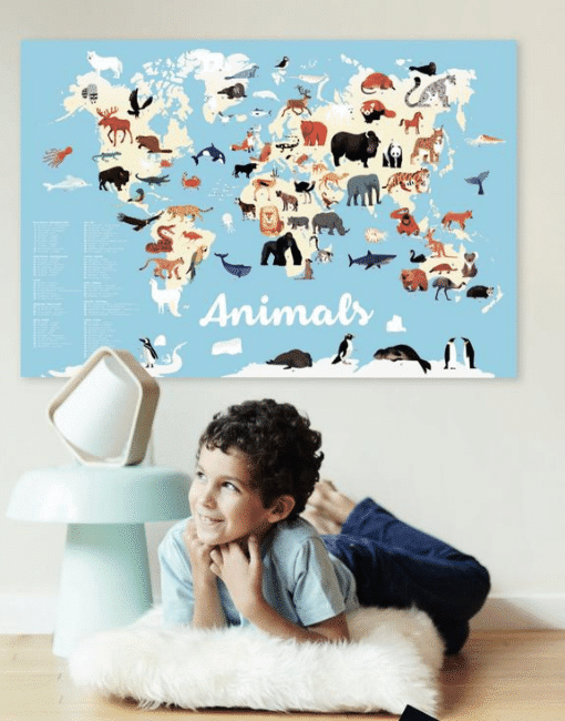 Kreatív, fejlesztő óriásplakát, 67 matricával - Világ állatai | Poppik miniart