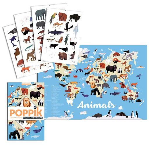 Kreatív, fejlesztő óriásplakát, 67 matricával - Világ állatai | Poppik miniart