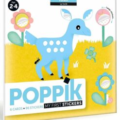 Kreatív, fejlesztő poszter, 96 matricával - erdei állatok | Poppik miniart
