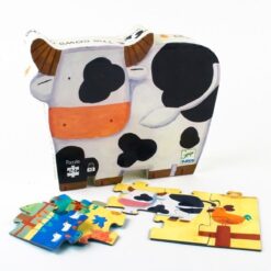 djeco Formadobozos puzzle - Bocik és tehenek - The cows on the farm