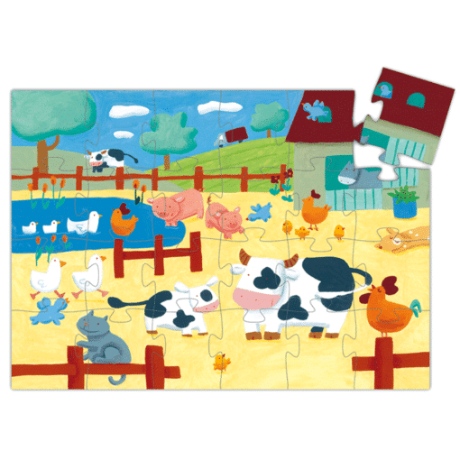 djeco Formadobozos puzzle - Bocik és tehenek - The cows on the farm