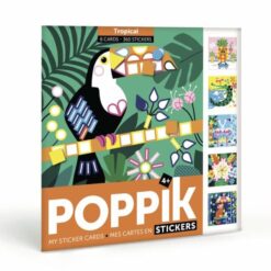 Kreatív, fejlesztő 6 db illusztrált kártya, 360 matricával – Trópus | Poppik