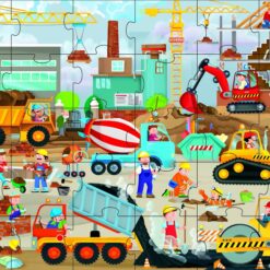 Fejlesztő játék kerek dobozban – padló puzzle és könyv, járművek | Sassi