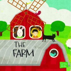Fejlesztő játék kerek dobozban – padló puzzle és könyv, farm | Sassi
