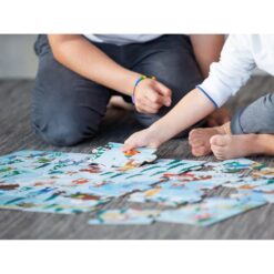Fejlesztő játék kerek dobozban – padló puzzle és könyv, állatok a jégen | Sassi