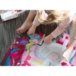 Fejlesztő játék kerek dobozban – padló puzzle és könyv, egyszarvú | Sassi