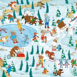 Fejlesztő játék kerek dobozban – padló puzzle és könyv, állatok a jégen | Sassi