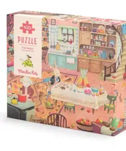 Moulin Roty - A nagy család - A házikóban puzzle - kirakó (100 darabos)