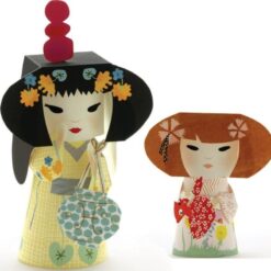 djeco Síkból térbe formálás - Kokeshi babák - Kokeshis