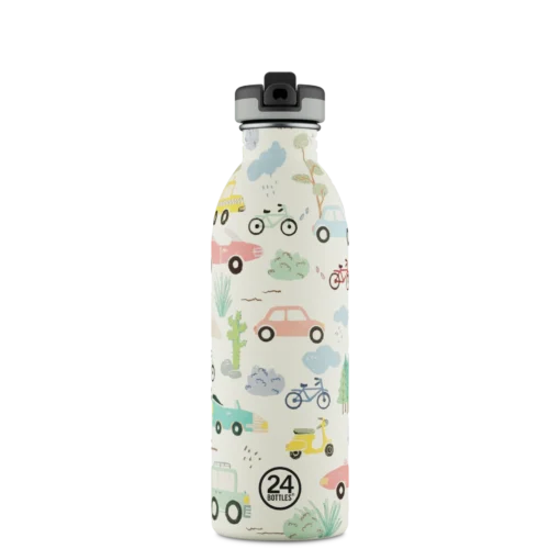 24BOTTLES Kids Urban 500ml rozsdamentes acél kulacs szívószálas kupakkal, Adventure Friends