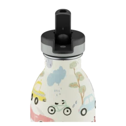 24BOTTLES Kids Urban 500ml rozsdamentes acél kulacs szívószálas kupakkal, Adventure Friends