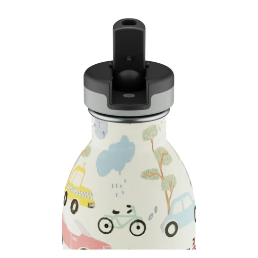 24BOTTLES Kids Urban 500ml rozsdamentes acél kulacs szívószálas kupakkal, Adventure Friends