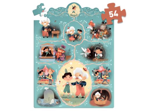 Djeco - Játékok Mese puzzle - Pinokkió, 54 db-os - Pinocchio