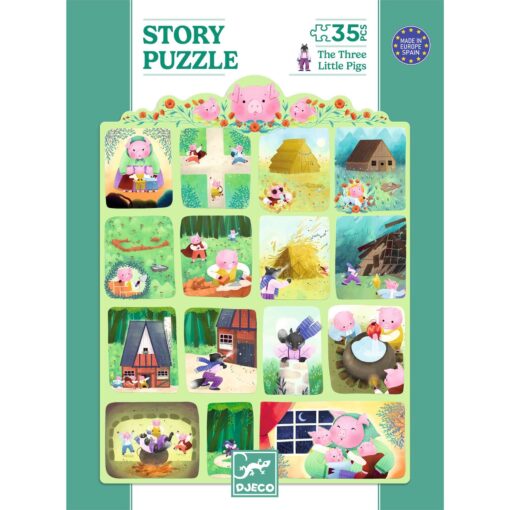 Djeco - Játékok Mese puzzle - A három kismalac, 35 db-os - The Three Little Pigs