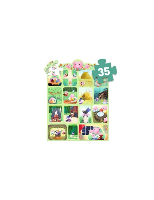 Djeco - Játékok Mese puzzle - A három kismalac, 35 db-os - The Three Little Pigs