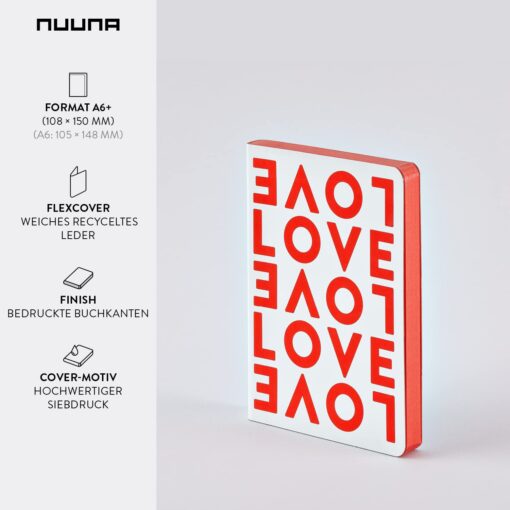 NUUNA Graphic S pontozott lapos jegyzetfüzet - Love