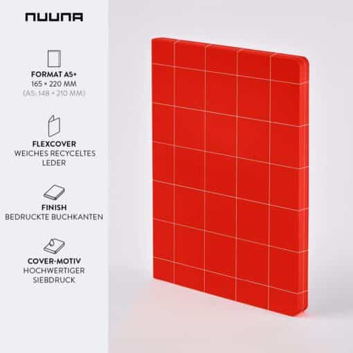 NUUNA Graphic L Light pontozott lapos jegyzetfüzet - Break The Grid Red