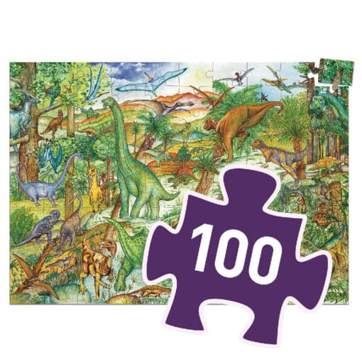 Djeco Megfigyeltető puzzle - Dinoszauruszok, 100 db-os - Dinosaurs + booklet