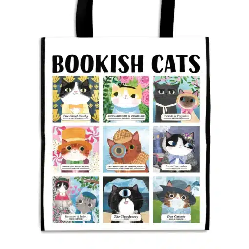 Bookish Cats újrahasznosított bevásárlótáska