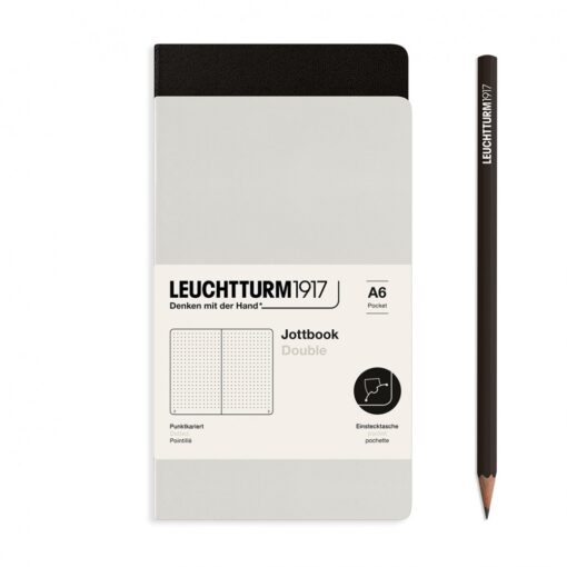 LEUCHTTURM1917 A6 pontozott lapos JOTTBOOK, 2 db, light grey és black