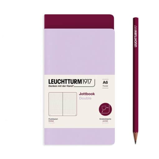 LEUCHTTURM1917 A6 pontozott lapos JOTTBOOK, 2 db, lilac és port red