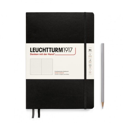 LEUCHTTURM1917 Composition B5 pontozott lapos NOTEBOOK, kemény borító, fekete