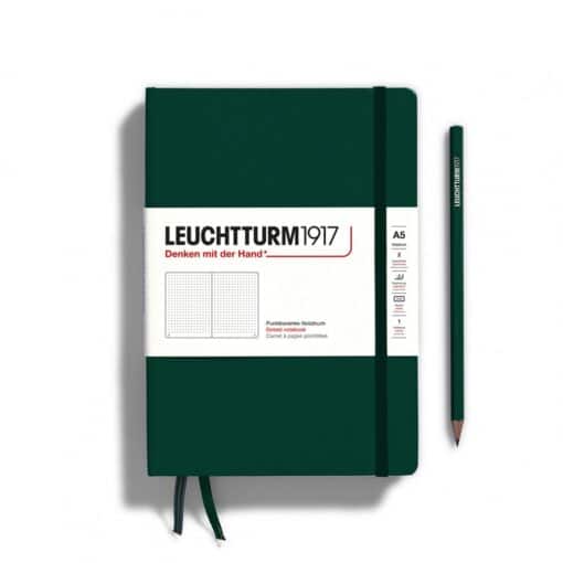 LEUCHTTURM1917 Medium A5 pontozott lapos NOTEBOOK, forest green