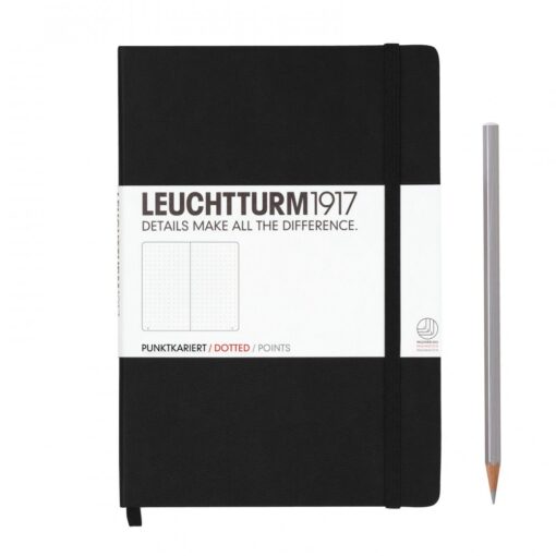 LEUCHTTURM1917 Medium A5 pontozott lapos NOTEBOOK, black