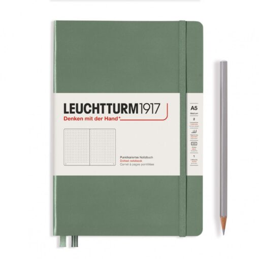 LEUCHTTURM1917 Medium A5 pontozott lapos NOTEBOOK, olive