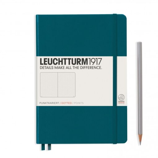 LEUCHTTURM1917 Medium A5 pontozott lapos NOTEBOOK, pacific green