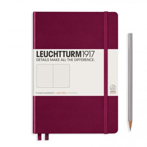 LEUCHTTURM1917 Medium A5 pontozott lapos NOTEBOOK, port red