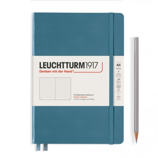 LEUCHTTURM1917 Medium A5 pontozott lapos NOTEBOOK, stone blue