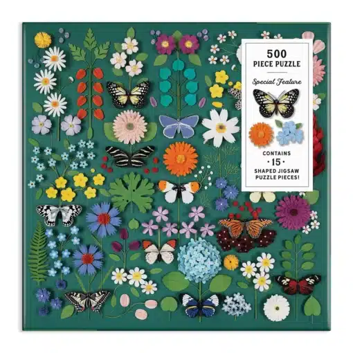 Galison – Butterfly Botanica 500 darabos puzzle FORMÁZOTT DARABOKKAL