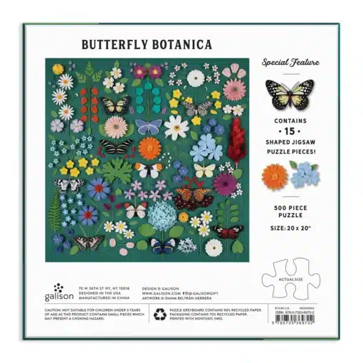 Galison – Butterfly Botanica 500 darabos puzzle FORMÁZOTT DARABOKKAL