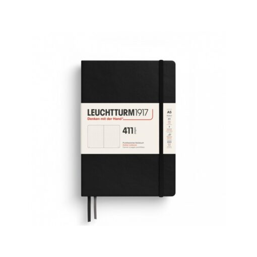 LEUCHTTURM1917 Medium A5 pontozott lapos NOTEBOOK 411, Black