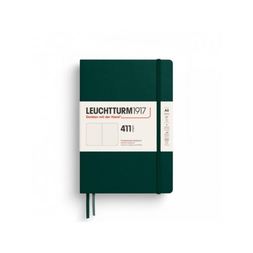 LEUCHTTURM1917 Medium A5 pontozott lapos NOTEBOOK 411, Forest Green