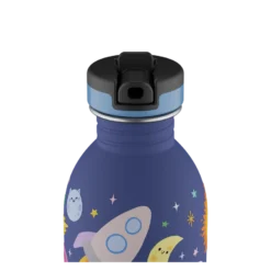 24BOTTLES Kids Urban 250ml rozsdamentes acél kulacs szívószálas kupakkal, Space Friends