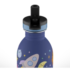 24BOTTLES Kids Urban 250ml rozsdamentes acél kulacs szívószálas kupakkal, Space Friends