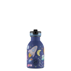 24BOTTLES Kids Urban 250ml rozsdamentes acél kulacs szívószálas kupakkal, Space Friends