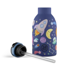 24BOTTLES Kids Clima 330ml rozsdamentes acél termosz szívószálas kupakkal, Space Friends