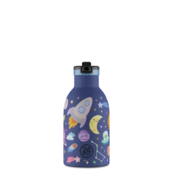 24BOTTLES Kids Clima 330ml rozsdamentes acél termosz szívószálas kupakkal, Space Friends