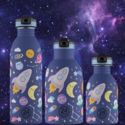 24BOTTLES Kids Clima 330ml rozsdamentes acél termosz szívószálas kupakkal, Space Friends