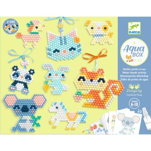 Djeco: Design by Artistic Aqua - Vizes gyöngykirakó készlet, Bundás barátok - Furry friends