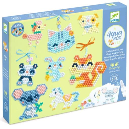 Djeco: Design by Artistic Aqua - Vizes gyöngykirakó készlet, Bundás barátok - Furry friends