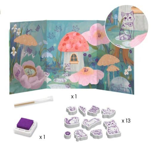 Djeco: Design by Kreatív műhely - 6 technika 1 dobozban - Bájos bolyhos - Fluffy box