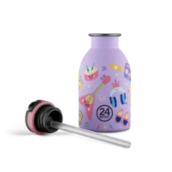 24BOTTLES Kids Clima 250mlrozsdamentes acél termosz szívószálas kupakkal, Music Friends