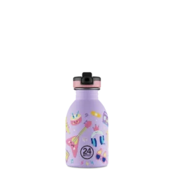 24BOTTLES Kids Clima 250mlrozsdamentes acél termosz szívószálas kupakkal, Music Friends