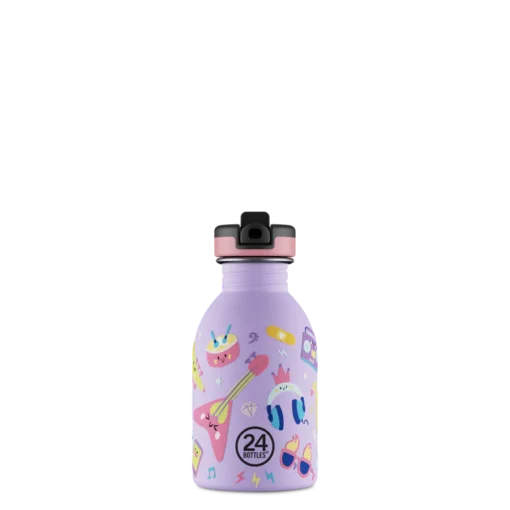 24BOTTLES Kids Clima 250mlrozsdamentes acél termosz szívószálas kupakkal, Music Friends
