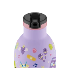 24BOTTLES Kids Clima 330ml rozsdamentes acél termosz szívószálas kupakkal, Music Friends